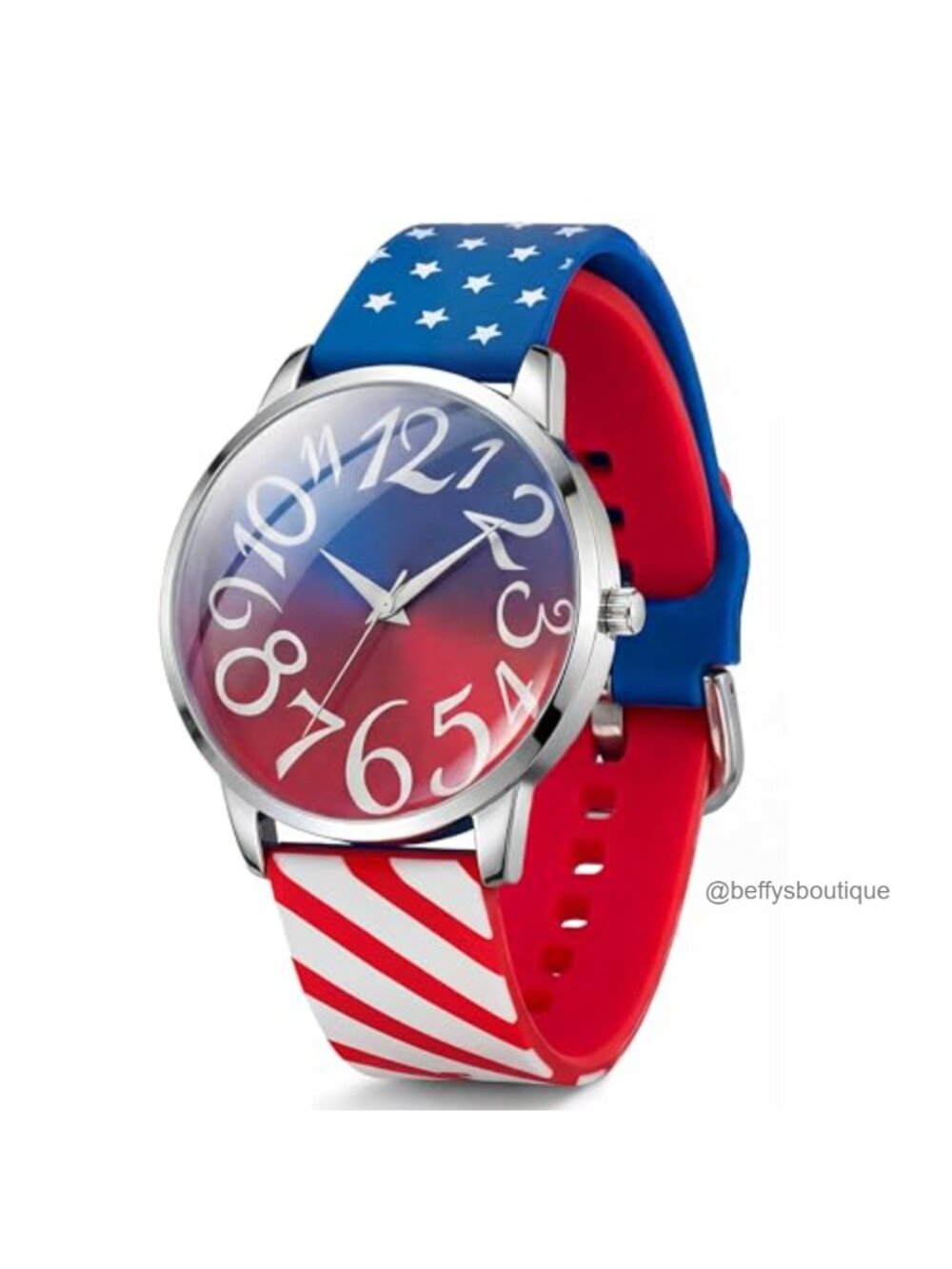 Unisex Analog Watch Big Number 40mm Dial Silicone Strap Water Resistant